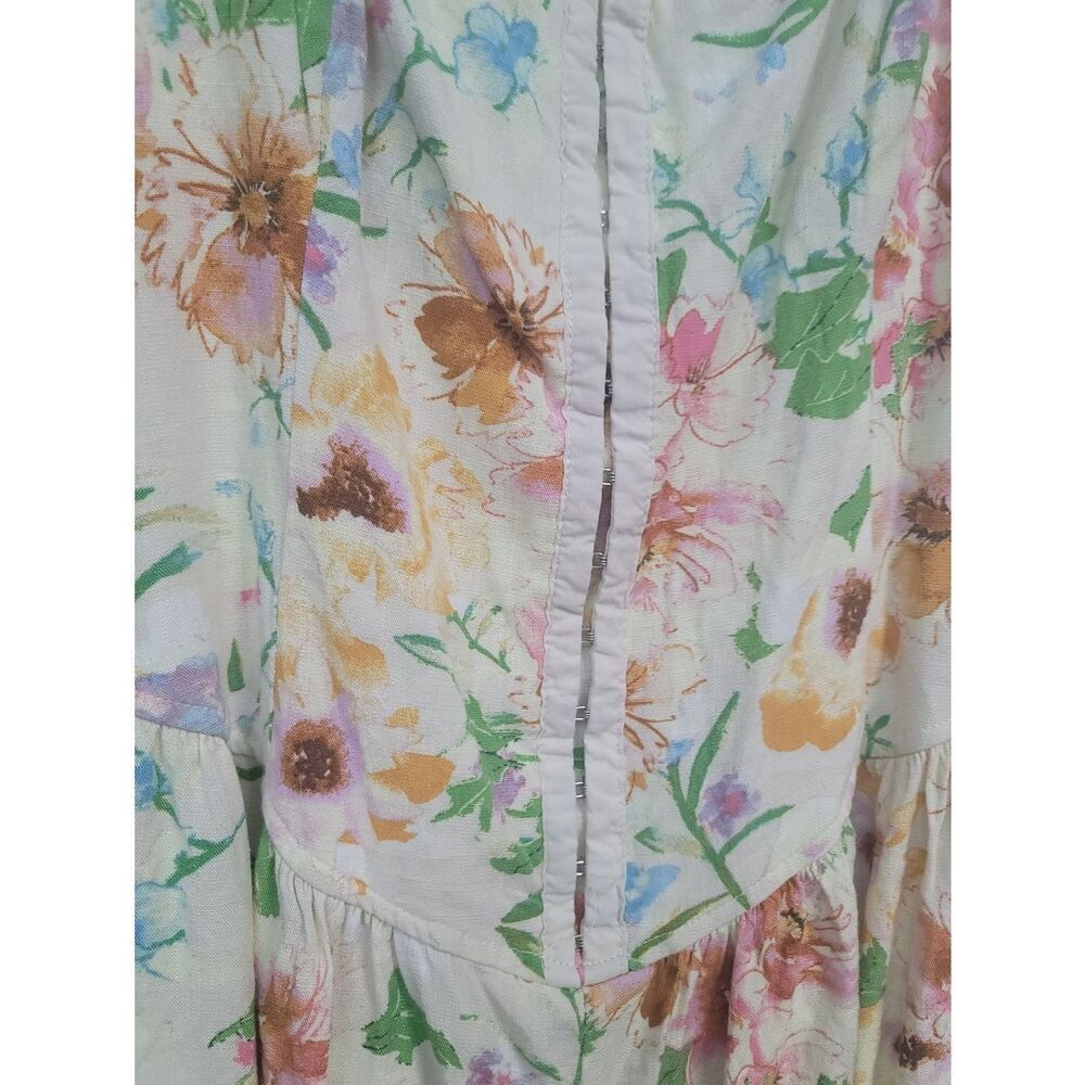 Wild Fable Floral Hook and Eye Romper Yellow Pastel Boho Cottagecore Sleeveless - Picture 4 of 9
